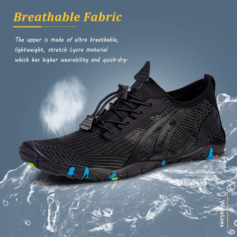 WateLves Water Shoes Mens Womens Beach Swim Shoes Quick-Dry Aqua Socks Pool Shoes for Surf Yoga Water Aerobics (C/Black, 44) - Image 3